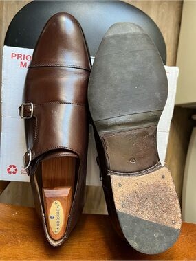 Suitsupply Men's Double Monk Strap Leather brown Shoes size US 12 Portugal EUC